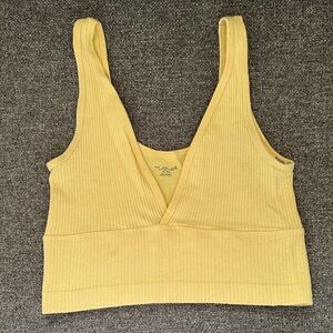 Urban Outfitters Out From Under Yellow Ribbed V-neck Crop Top Women’s Medium